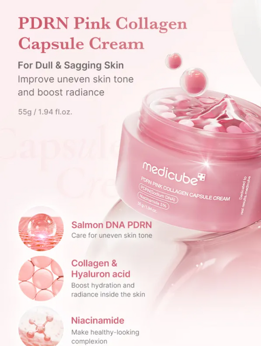 MEDICUBE-Crema Facial PDRN Pink Collagen Capsule Cream