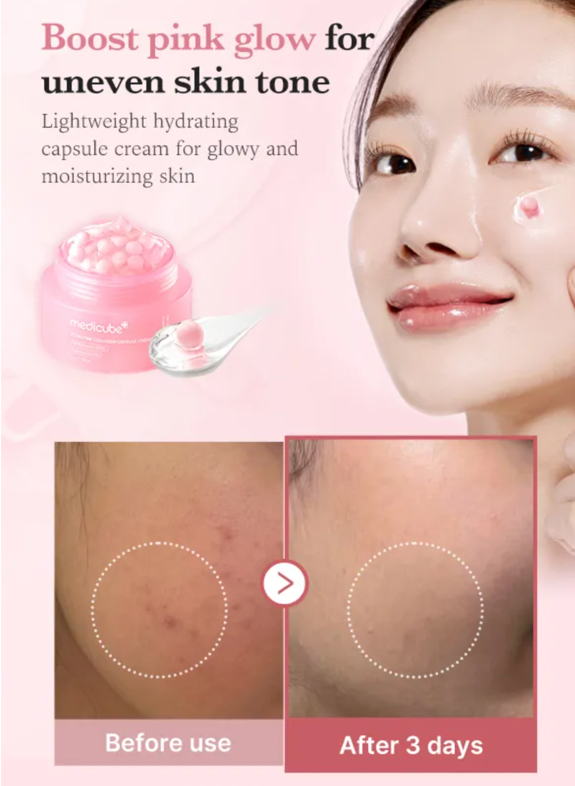 MEDICUBE-Crema Facial PDRN Pink Collagen Capsule Cream